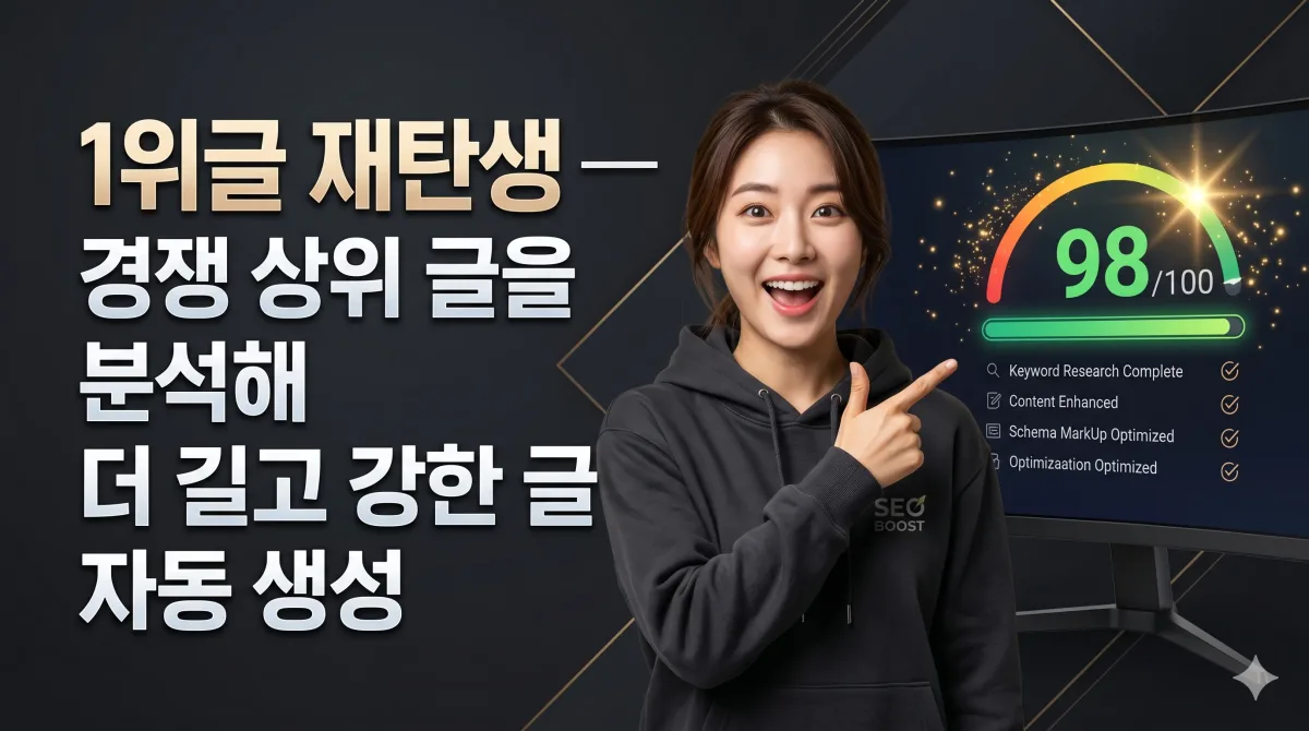 1위글 재탄생 — 경쟁 상위 글을 분석해 더 길고 강한 글 자동 생성 누리보드 플러그인