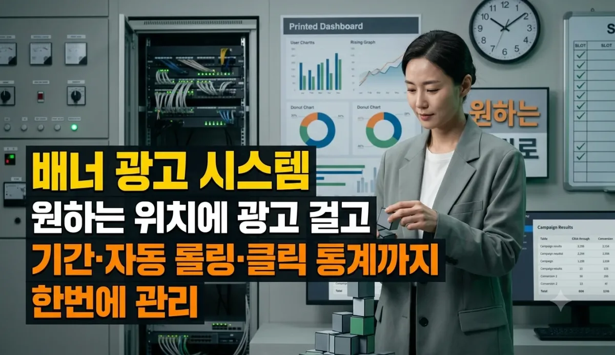 배너 광고 시스템 — 원하는 위치에 광고 걸고 기간·자동 롤링·클릭 통계까지 한번에 관리 누리보드 플러그인 - 광고/수익