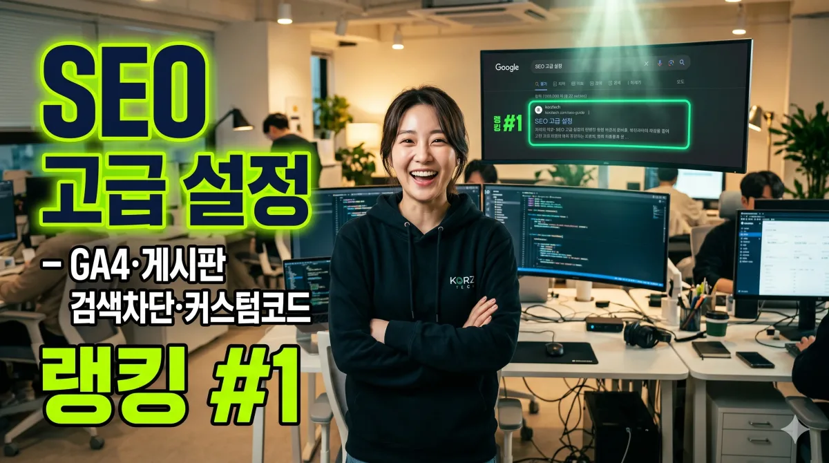 SEO 고급 설정 — GA4·게시판 검색차단·커스텀 코드 누리보드 플러그인 - SEO