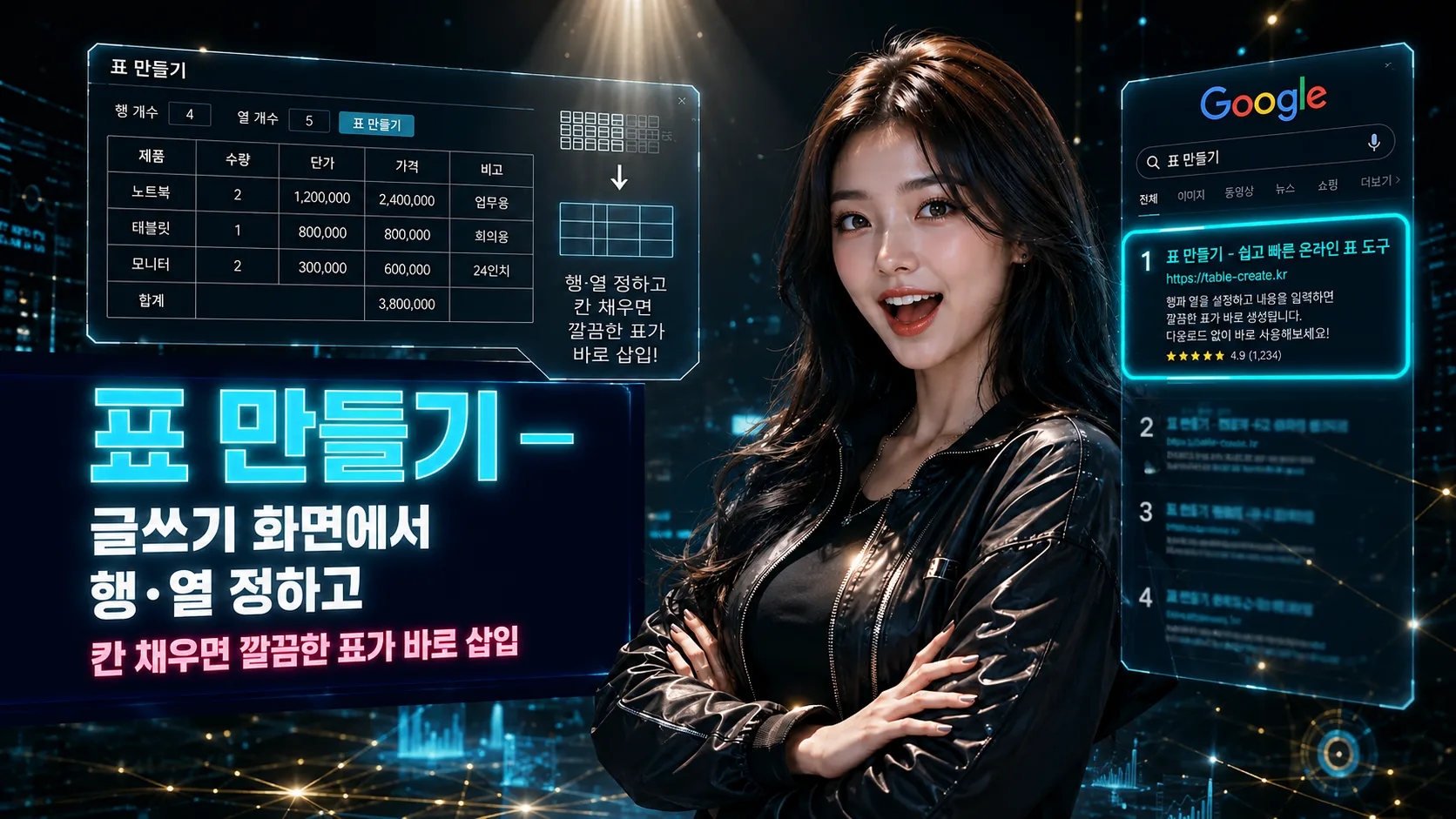 표 만들기 — 글쓰기 화면에서 행·열 정하고 칸 채우면 깔끔한 표가 바로 삽입 누리보드 플러그인 - 폼/설문