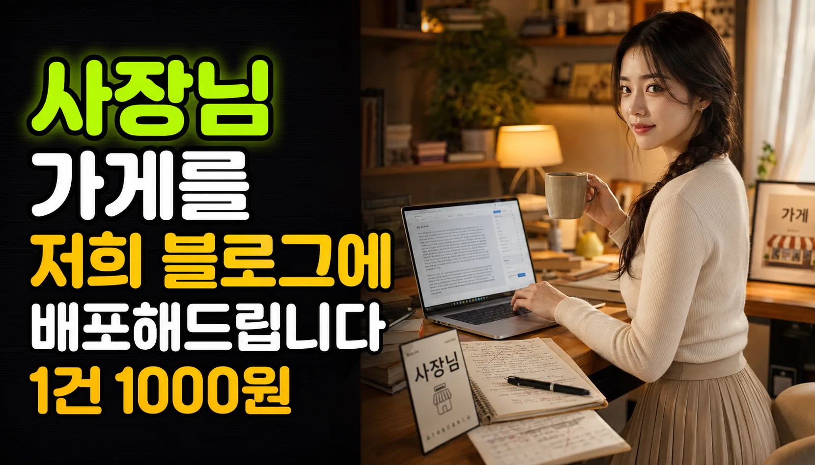 사장님 가게를 저희 블로그에 배포해 드립니다 · 1건 1,000원