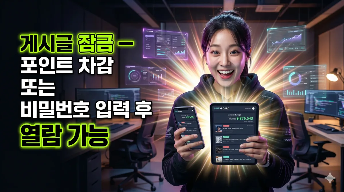 게시글 잠금 — 포인트 차감 또는 비밀번호 입력 후 열람 가능 누리보드 플러그인 - 유틸리티